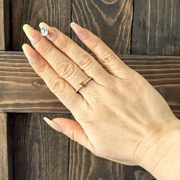 14K Gold Plated Initial R Ring Initial with Zirconia - Picture 9 of 11